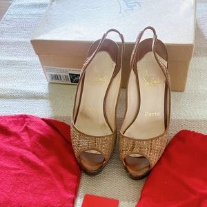 Authentic Christian Louboutins- sling back raffia